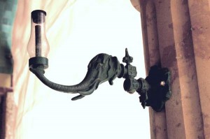 Elephant-shaped custom gas lamp fixture (bronze)